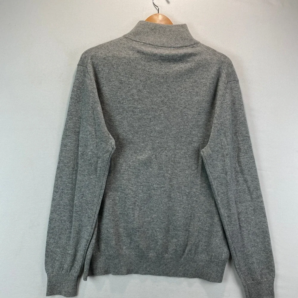 Neiman Marcus Nanocashmere Quarter Zip Men XL Gray 100% Cashmere Luxury Sweater